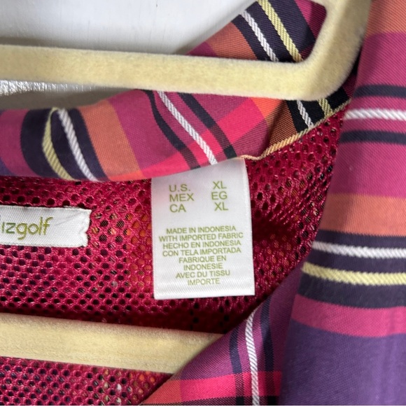 Liz Golf Pink Plaid Long Sleeve Quarter Zip Pullover Jacket Extra Large - Picture 10 of 10